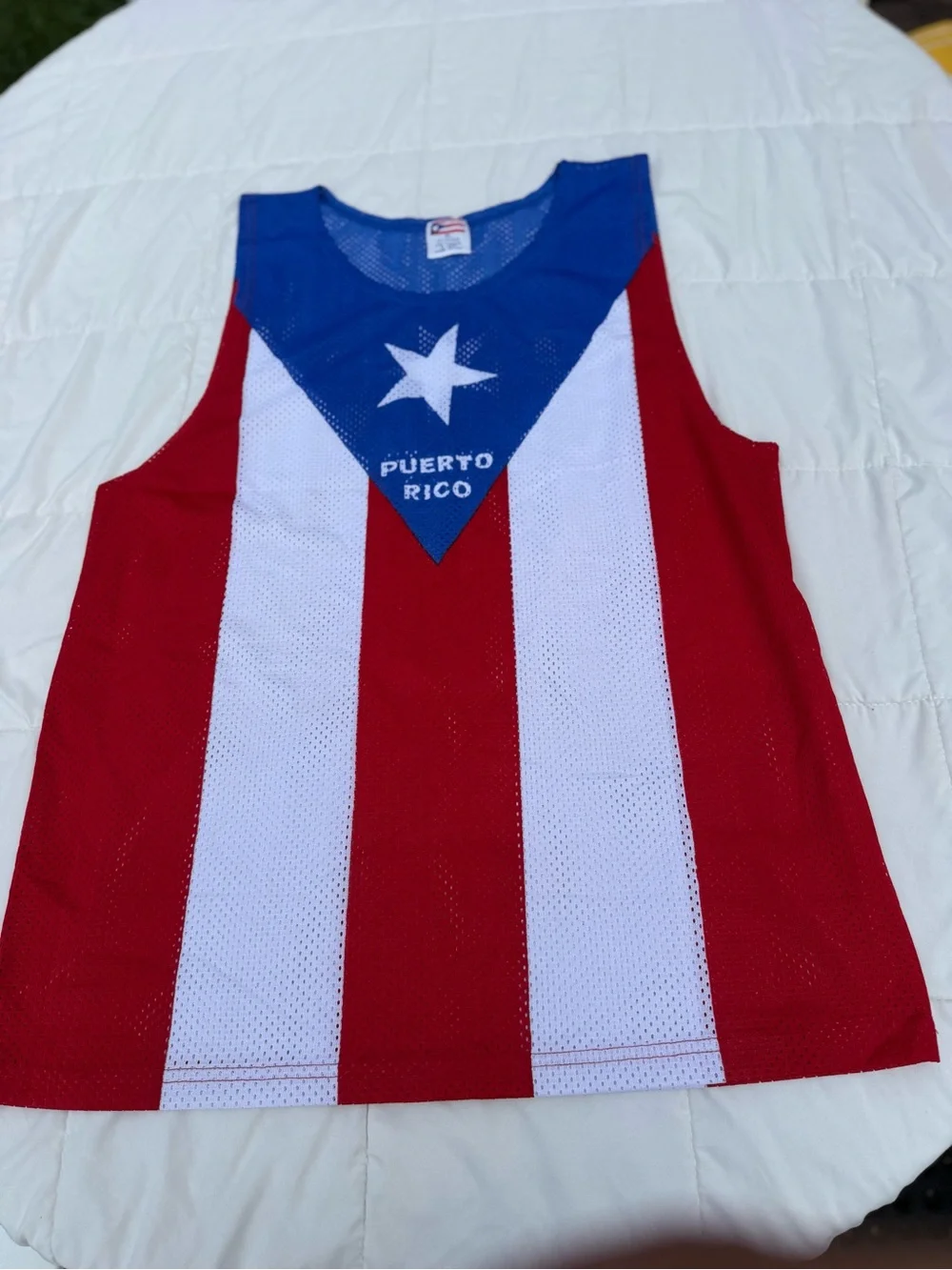 Puerto Rico Flag Mesh Tank Top - Red/White/Blue